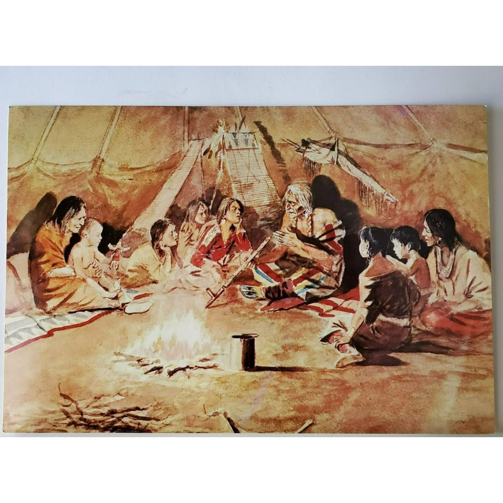 Charles Marion Russell, Large Postcard Unused Western Art Print The Story Teller